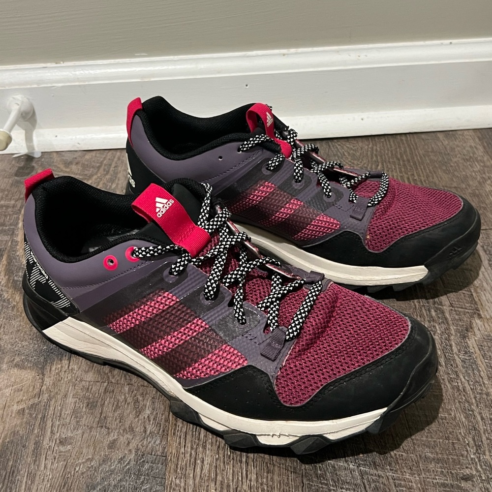 Adidas Traxion TR7 Kanadia Burgundy and Black Treaded Trail Running Shoes